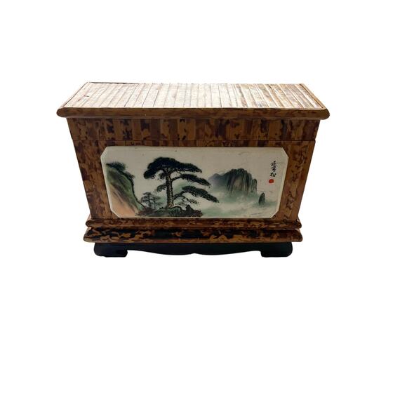 Bamboo with Faux Marble Plaque Tea Box from Peoples Republic of China - Picture 2 of 6